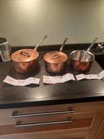 Mauviel koperen steelpan 3 stuks zie de foto's, Huis en Inrichting, Ophalen of Verzenden, Gebruikt, Overige materialen, Pannenset