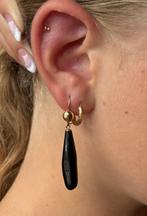 Zwart koraal 14k gouden vintage dames oorbellen antiek