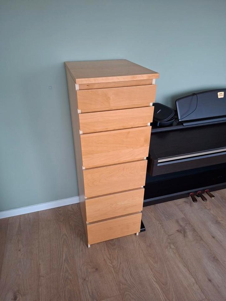 Malm ladekast met 6 lades, Huis en Inrichting, Kasten | Ladekasten, Gebruikt, Minder dan 100 cm, 50 tot 100 cm, Minder dan 25 cm