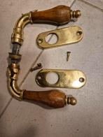 Retro Deurbeslag messing met hout, jaren '30 vintage, Doe-het-zelf en Verbouw, Hang- en Sluitwerk, Ophalen of Verzenden, Koper of Messing