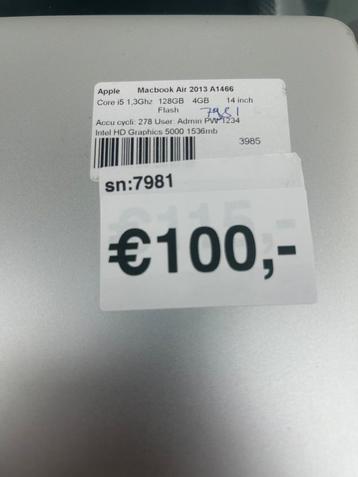Macbook air 2017/2015/2014/2013 i5 128gb beschikbaar voor biedingen