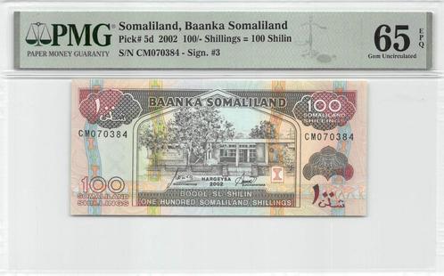 Somaliland 100 Shillings 2002 Unc PMG 65 EPQ, Postzegels en Munten, Bankbiljetten | Afrika, Los biljet, Overige landen, Ophalen of Verzenden
