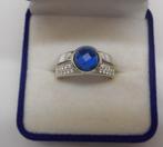 Zilveren zinzi ring met blauwe steen maat 17.25 nr.2292, Verzenden, Zo goed als nieuw, 17 tot 18, Dame