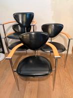 Marilyn Stiletto eetkamerstoel van Arrben Italië - set van 4, Ophalen of Verzenden, Gebruikt, Zwart, Leer