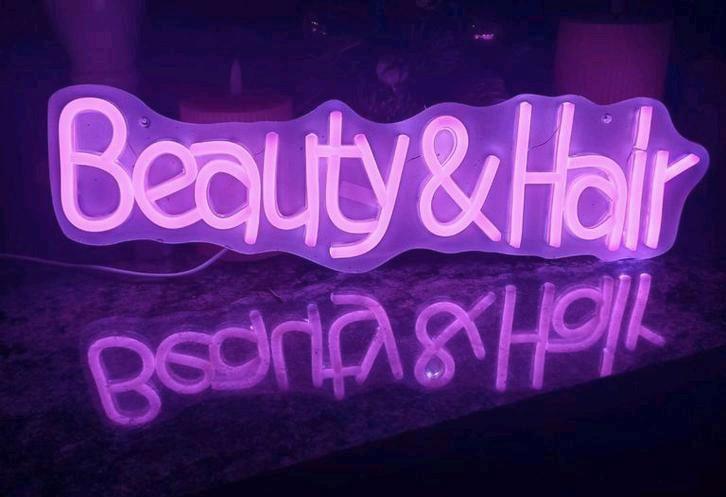 Pink LED-neonbord "Beauty & Hair" Americana Style., Sieraden, Tassen en Uiterlijk, Uiterlijk | Cosmetica en Make-up, Nieuw, Handen en Nagels