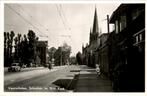 Schoolstraat in Voorschoten met kerk op de achtergrond, Ophalen of Verzenden, 1960 tot 1980, Ongelopen, Zuid-Holland