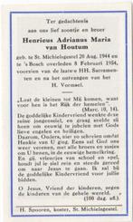 Henricus van Houtum 1944 St. Michielsgestel + 1954 Den Bosch, Verzamelen, Bidprentjes en Rouwkaarten, Verzenden