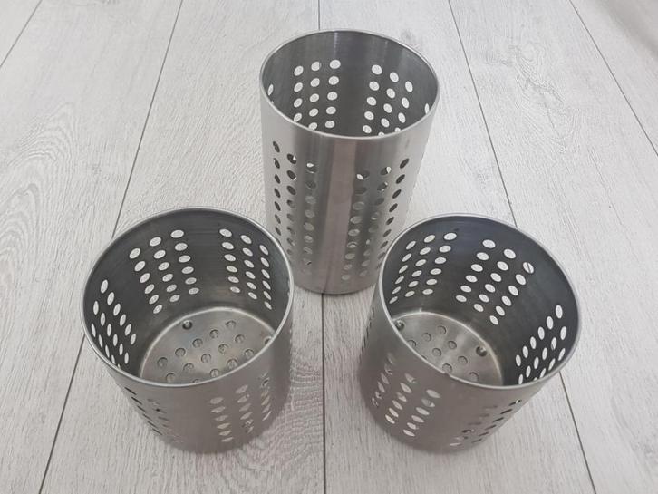 3 RVS afdruipbakken voor bestek en keukengerei, Huis en Inrichting, Keuken | Keukenbenodigdheden, Zo goed als nieuw, Ophalen of Verzenden