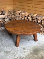 Vintage rond eiken salontafel brutalist japandi stijl d1mtr, Huis en Inrichting, Tafels | Salontafels, Ophalen, 100 tot 150 cm