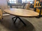 Ovale Mangohouten Tafel 240cm - B-Keuze, Huis en Inrichting, Woonaccessoires | Overige, Ophalen, Gebruikt