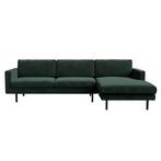 Chaise longue Fali fluweel flessengroen, Ophalen, 250 tot 300 cm, Hoekbank, 75 tot 100 cm