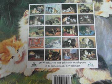 20 wenskaarten met envelop, vol met kattenschilderijen, boek beschikbaar voor biedingen
