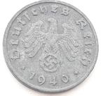 1 Reichspfennig 1940D Nazi Duitsland Oude Munt WWII Swastika, Duitsland, Ophalen of Verzenden