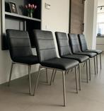 Zes zwart leder Henders & Hazel Dafur design eetkamerstoelen, Huis en Inrichting, Stoelen, Ophalen, Dafur, Zwart, Henders en Hazel