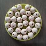 30 Houten kralen met dichte ogen gezichtjes, Ophalen of Verzenden, Nieuw, Kraal