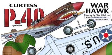 Curtis P-40 Warhawk - papieren bouwplaat beschikbaar voor biedingen