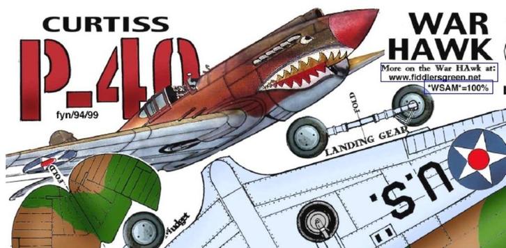 Curtis P-40 Warhawk - papieren bouwplaat, Hobby en Vrije tijd, Modelbouw | Vliegtuigen en Helikopters, Nieuw, Vliegtuig, Overige merken
