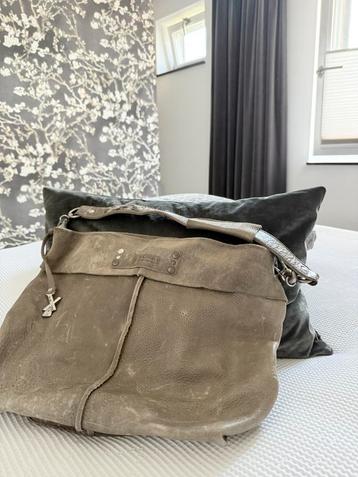 X Works, super stoere, zandkleurige tas met studs beschikbaar voor biedingen