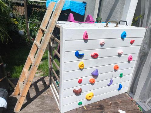 Tuin speeltoestel klimwand met glijbaan en Schoolbord, Kinderen en Baby's, Speelgoed | Buiten | Speeltoestellen, Gebruikt, Glijbaan