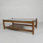 Scandinavische salontafel met glazen blad, jaren '60, Ophalen of Verzenden