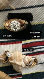 18 krt gouden ring met briljanten, Sieraden, Tassen en Uiterlijk, Ringen, Verzenden, Zo goed als nieuw, 17 tot 18, Dame of Heer