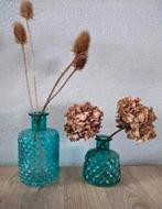 Set vazen glas reliëf! Aqua blauw!, Huis en Inrichting, Woonaccessoires | Vazen, Minder dan 50 cm, Glas, Blauw, Ophalen of Verzenden