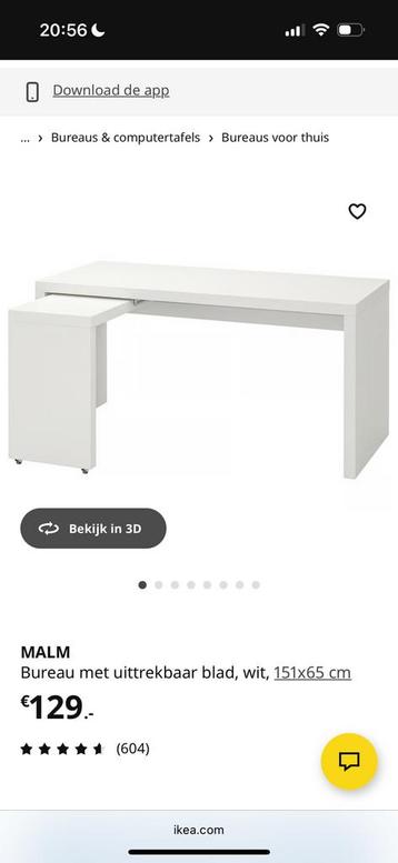 IKEA bureau MALM - swipe voor volledig bureau foto - afbeelding 2
