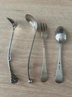 Vier stuks zilver bestek room/marmelade lepel, vork en lepel, Antiek en Kunst, Verzenden, Zilver