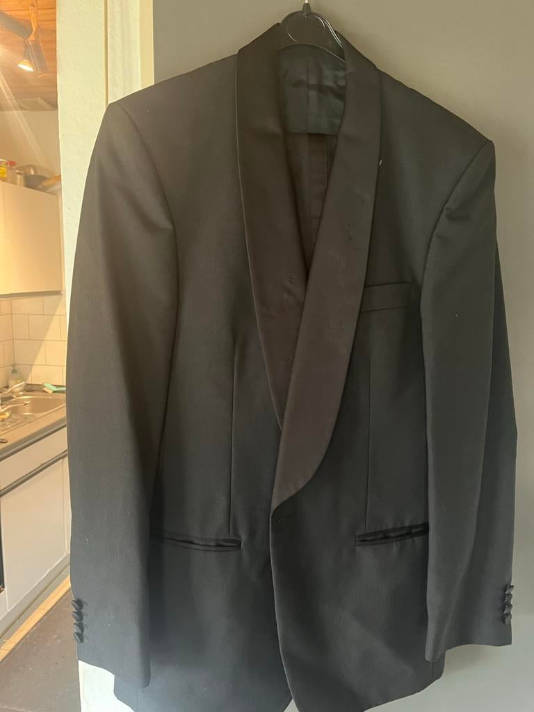 Zwart Smoking Maat 48 - Gedragen, Kleding | Heren, Kostuums en Colberts, Ophalen of Verzenden, Gedragen, Maat 48/50 (M), Zwart