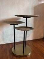 Bijzettafel met 3 bladen - Gouden look, 45 tot 60 cm, Minder dan 55 cm, Metaal of Aluminium, Rond