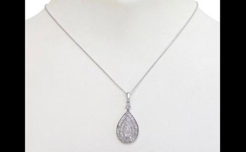 Ketting+hanger 14 kt Witgoud - 0.40ct Diamant (Natuurlijk), Sieraden, Tassen en Uiterlijk, Kettingen, Zo goed als nieuw, Goud