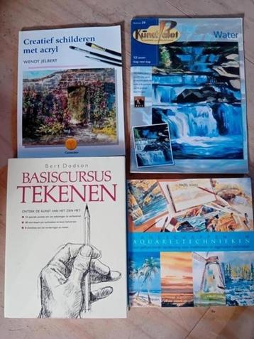 creatief schilderen acryl - basiscursus tekenen 4 boeken beschikbaar voor biedingen
