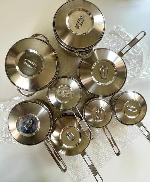 Tramontina RVS Pannenset met Deksels en Handvatten – Diverse, Huis en Inrichting, Keuken | Potten en Pannen, Gebruikt, Pannenset