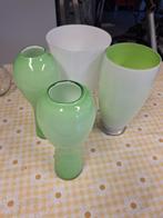 4 prachtige vazen in wit/groen, Ophalen, Nieuw, Glas, Minder dan 50 cm