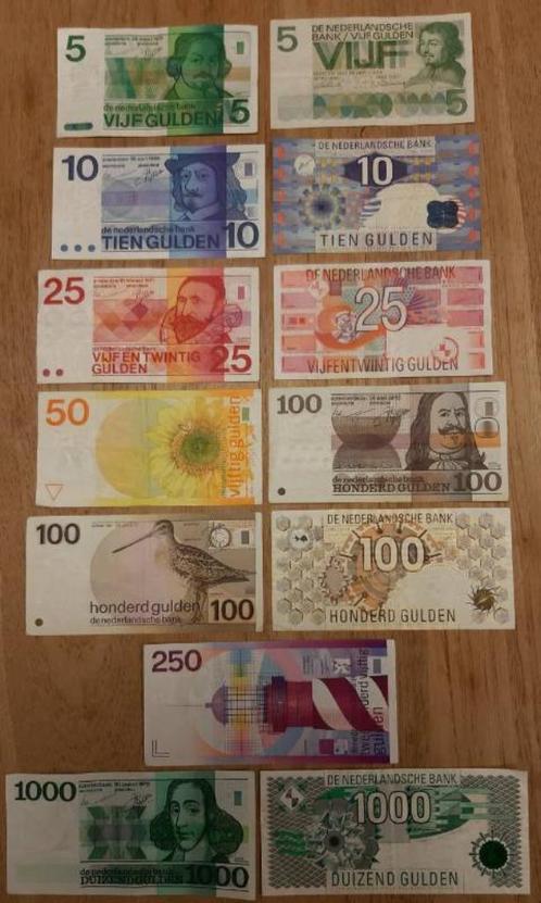 Complete set Nederlandse Bankbiljetten 5 t/m 1000 Gulden, Postzegels en Munten, Bankbiljetten | Nederland, Setje, 1000 gulden