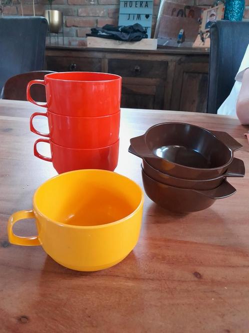 Retro soepkom schaaltje rosti mepal bruin geel rood oranje, Caravans en Kamperen, Kampeeraccessoires, Gebruikt, Ophalen of Verzenden