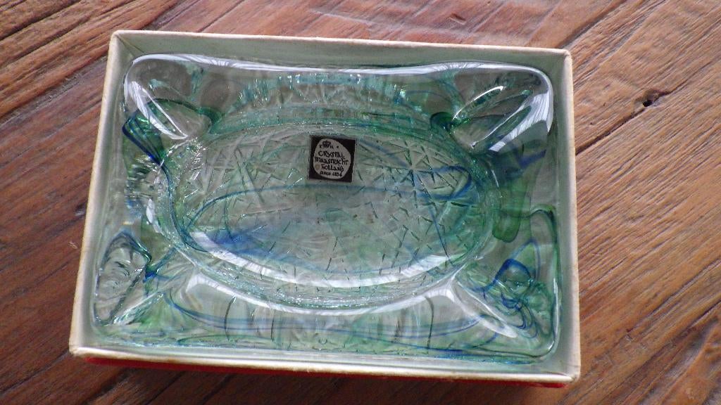 mooie retro glazen asbak van kristal, Verzamelen, Ophalen of Verzenden, Gebruikt, Kristal, Overige typen
