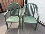 2 groene tuinstoelen 90 cm hoog, Ophalen, Gebruikt, Kunststof