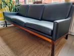 Vintage/retro deense designbank in zwart leer, Huis en Inrichting, Ophalen, Zo goed als nieuw, Minder dan 150 cm, Leer