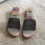 Zwart elastiek slides maat 40, Slippers, Zwart, Ophalen of Verzenden, Gedragen