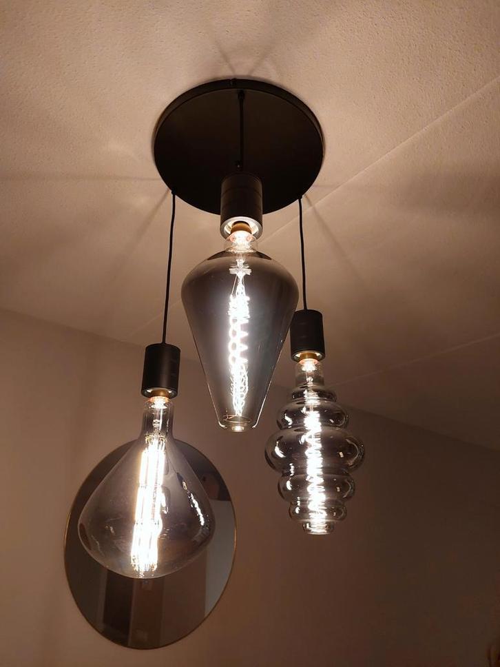 Calex Plafondlamp Pendel 3 dimbare lampen titanium, Huis en Inrichting, Lampen | Hanglampen, Zo goed als nieuw, Minder dan 50 cm
