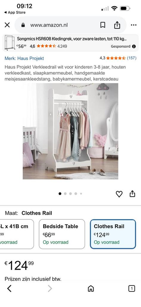 kledingrek, Kinderen en Baby's, Ophalen, 105 cm of meer, Zo goed als nieuw, Minder dan 50 cm