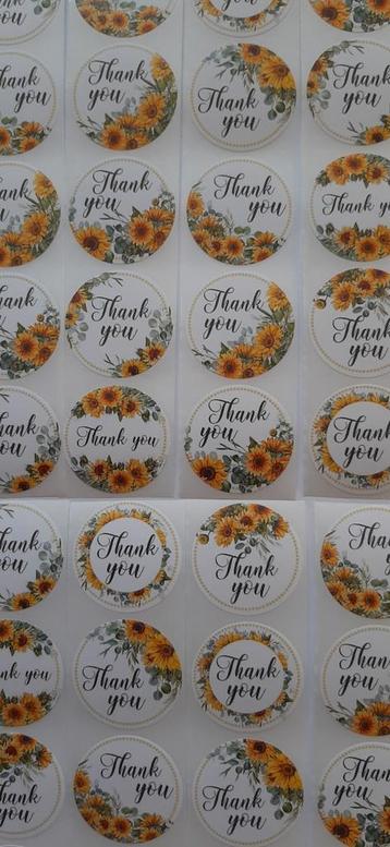 Nr.  108 :  75 stuks Thank you stickers zonnebloemen. beschikbaar voor biedingen