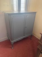 Vintage Kast met Deuren - Grijs Geschilderd, Gebruikt, 100 tot 150 cm, 25 tot 50 cm, Overige houtsoorten