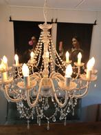 Kroonluchter met 12 armen en kralen, Huis en Inrichting, Lampen | Kroonluchters, Ophalen, Zo goed als nieuw, Glas