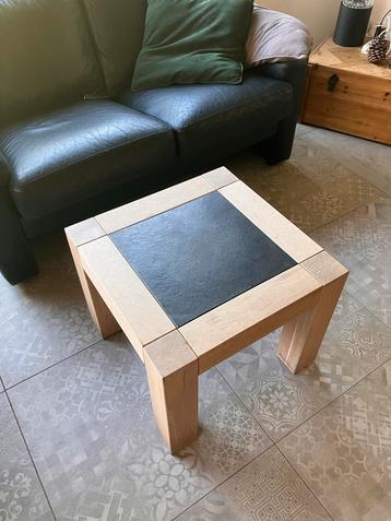 Set Salontafel bijzettafel Eikenhout/Steen beschikbaar voor biedingen