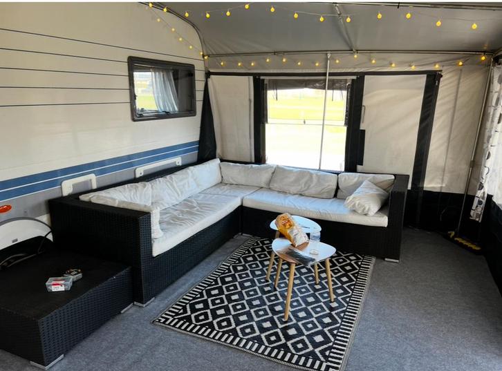 Mooie loungeset, Tuin en Terras, Tuinsets en Loungesets, Gebruikt, Loungeset, Wicker, 5 zitplaatsen, Bank, Hocker, Ophalen