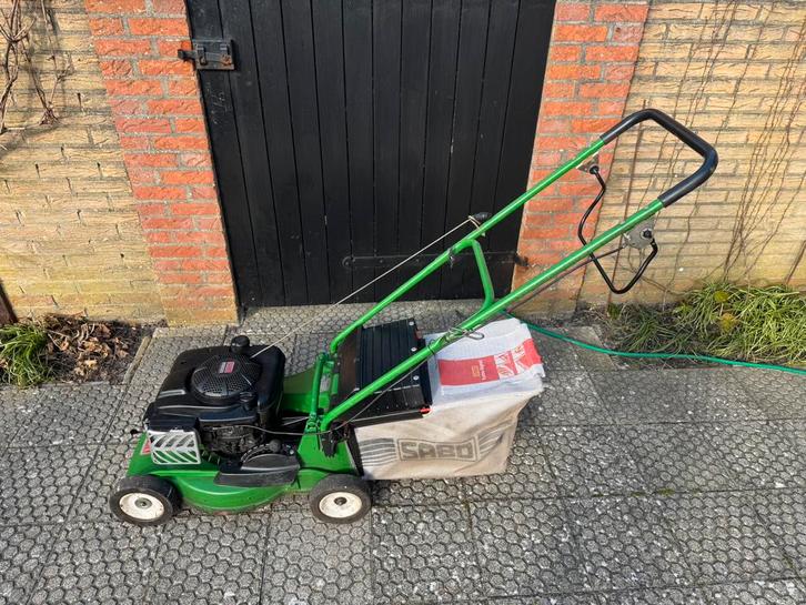 Professionele benzine grasmaaier Sabo, Tuin en Terras, Grasmaaiers, Gebruikt, Benzine-grasmaaier, 40 t/m 49 cm, Cirkelmaaier, Mulchfunctie