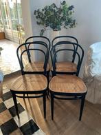 Set van 4 originele zwarte Thonet-stoelen nr. 214, jaren ’70, Gebruikt, Zwart, Vintage, Ophalen of Verzenden