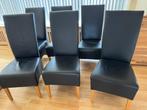 6 leren eettafel stoelen, Huis en Inrichting, Stoelen, Ophalen, Zwart, Leer, Zo goed als nieuw